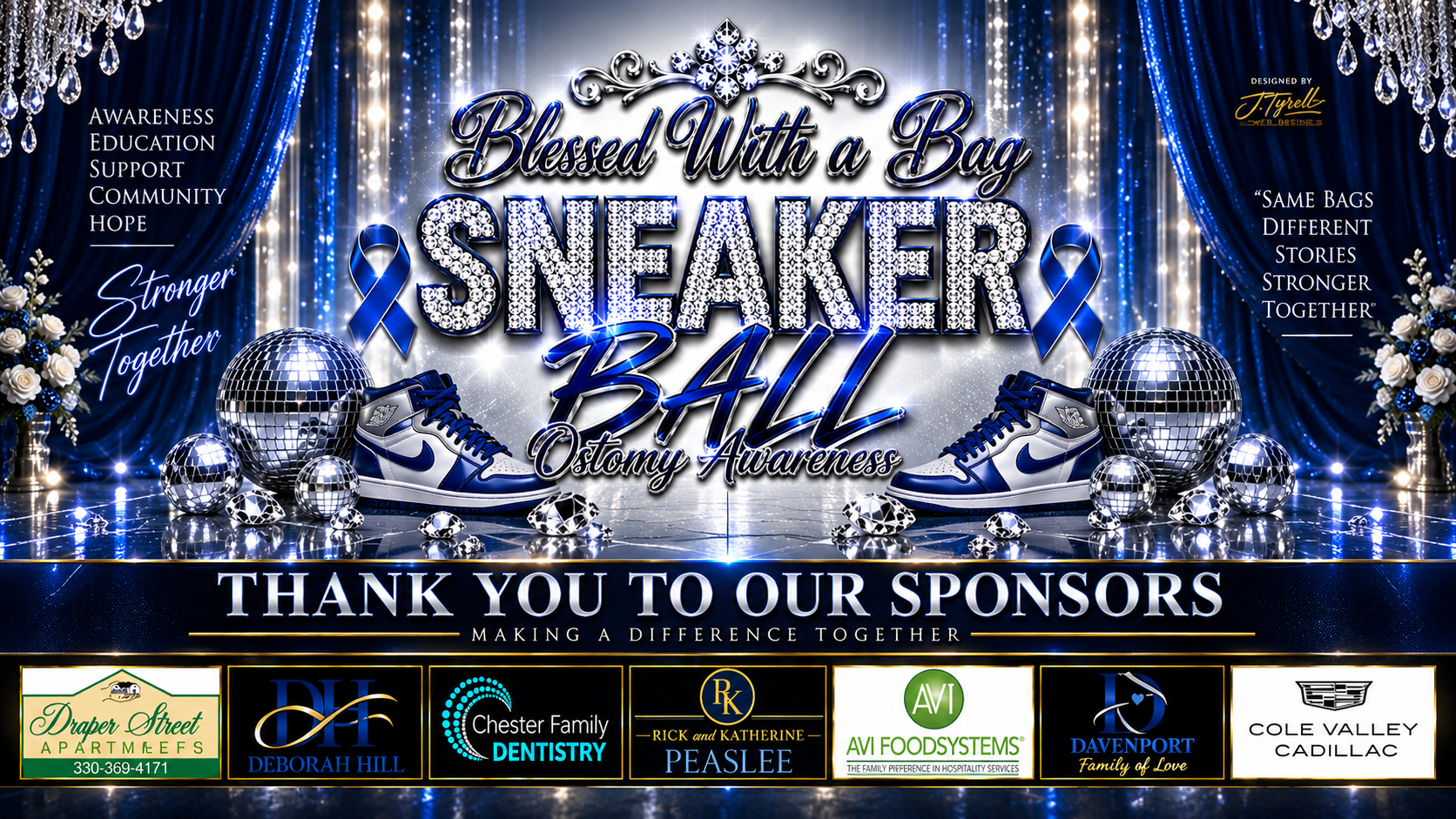 Blessed With a Bag Sneaker Ball digital event display designed by J. Tyrell